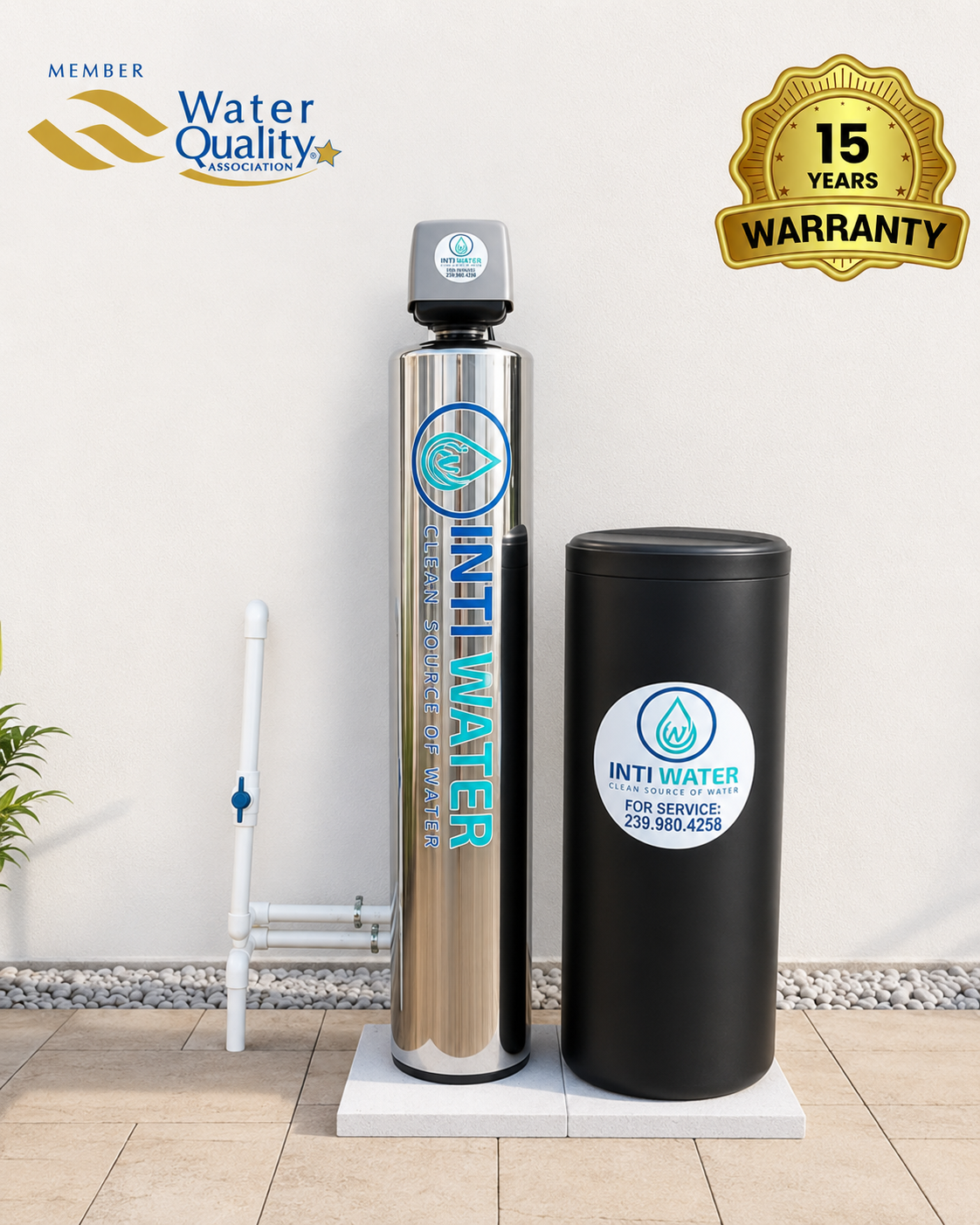 Inti Water softener system with 15-year warranty
