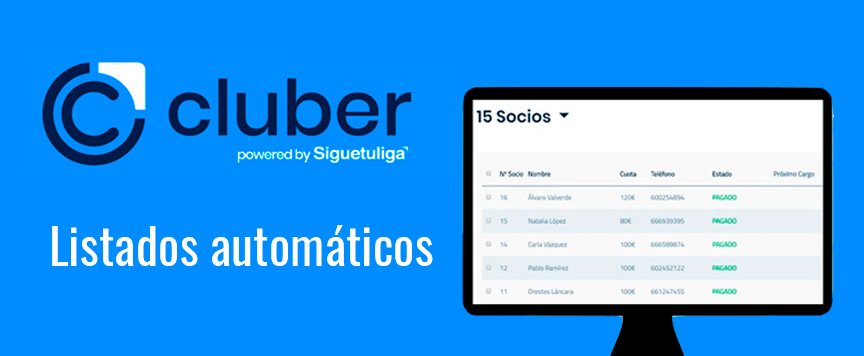 Los listados automáticos de Cluber