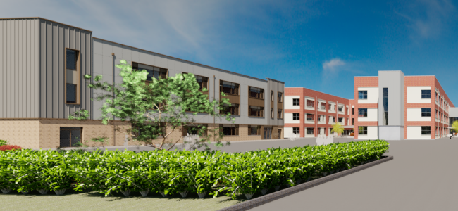 Park Mains High School view of new annexes