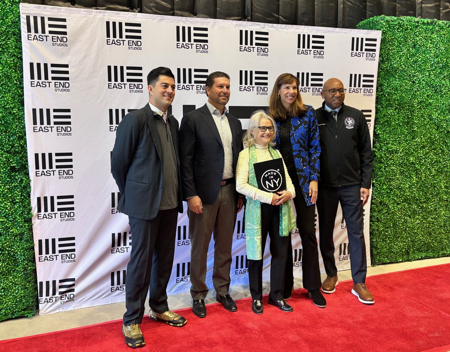 Yoni Bokser, Executive Director/Vice President, NYS Governor's Office of Motion Picture & Television Development & New Media Television and Film; Jonathan Yormak, Founder & Managing Principal at East End Capital; MOME Commissioner Pat Swinney Kaufman; Melissa Roman Burch, COO of NYCEDC; Queens Borough President Donovan Richards