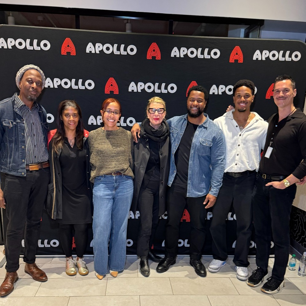 Cast and crew of Hang Time with members of MOME at the Apollo Theatre on November 9, 2025