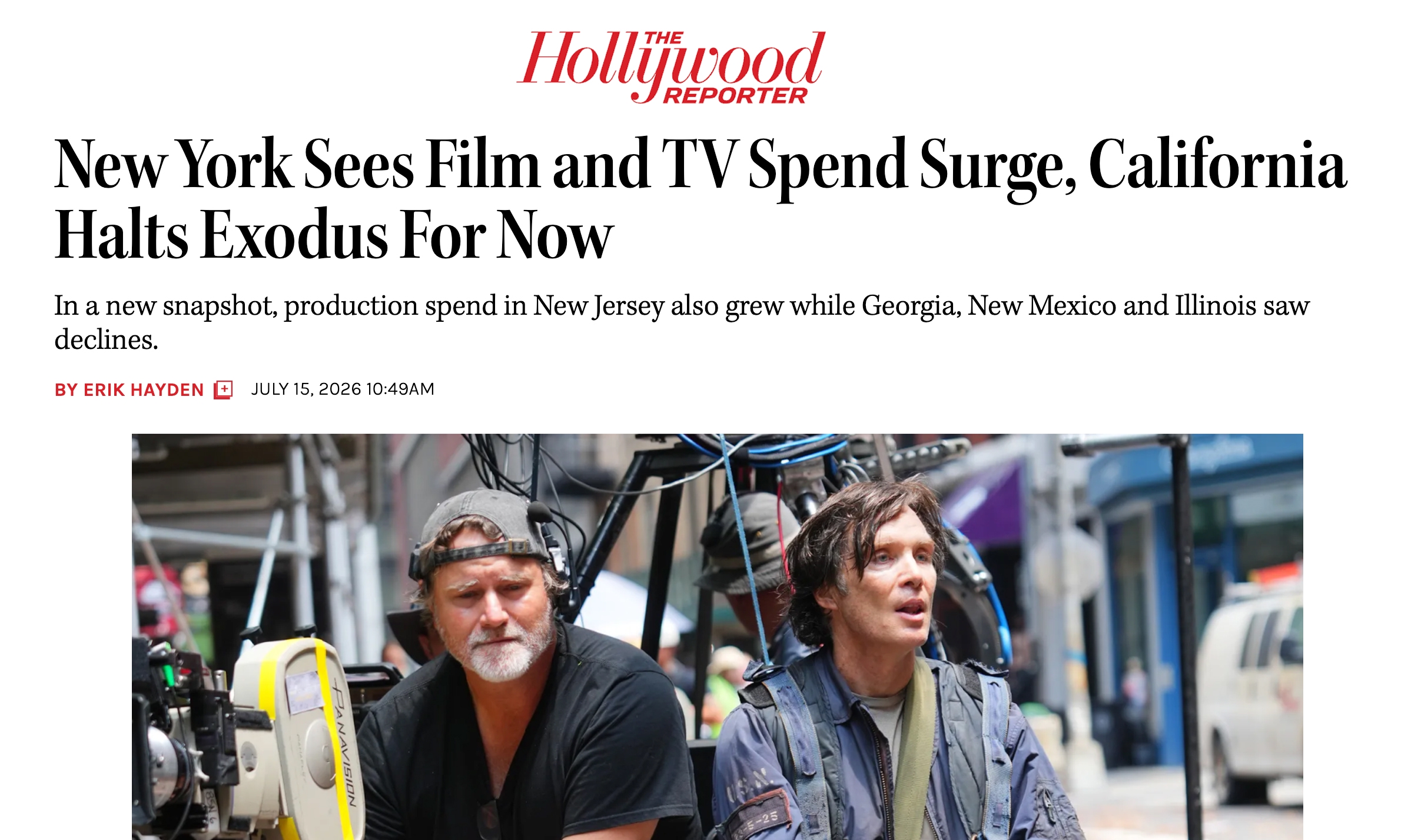 New York Sees Film and TV Spend Surge, California Halts Exodus for Now