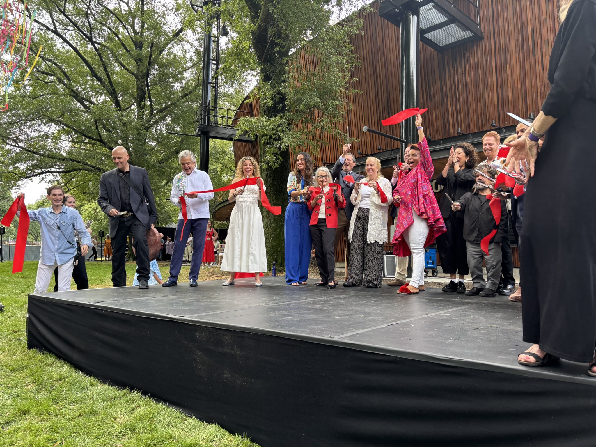 Public Officials and Private partners celebrate the re-opening of the Delacorte Theatre