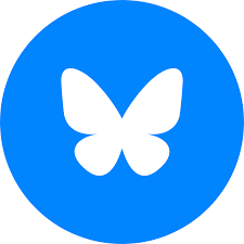 bluesky logo (white butterfly in blue circle)