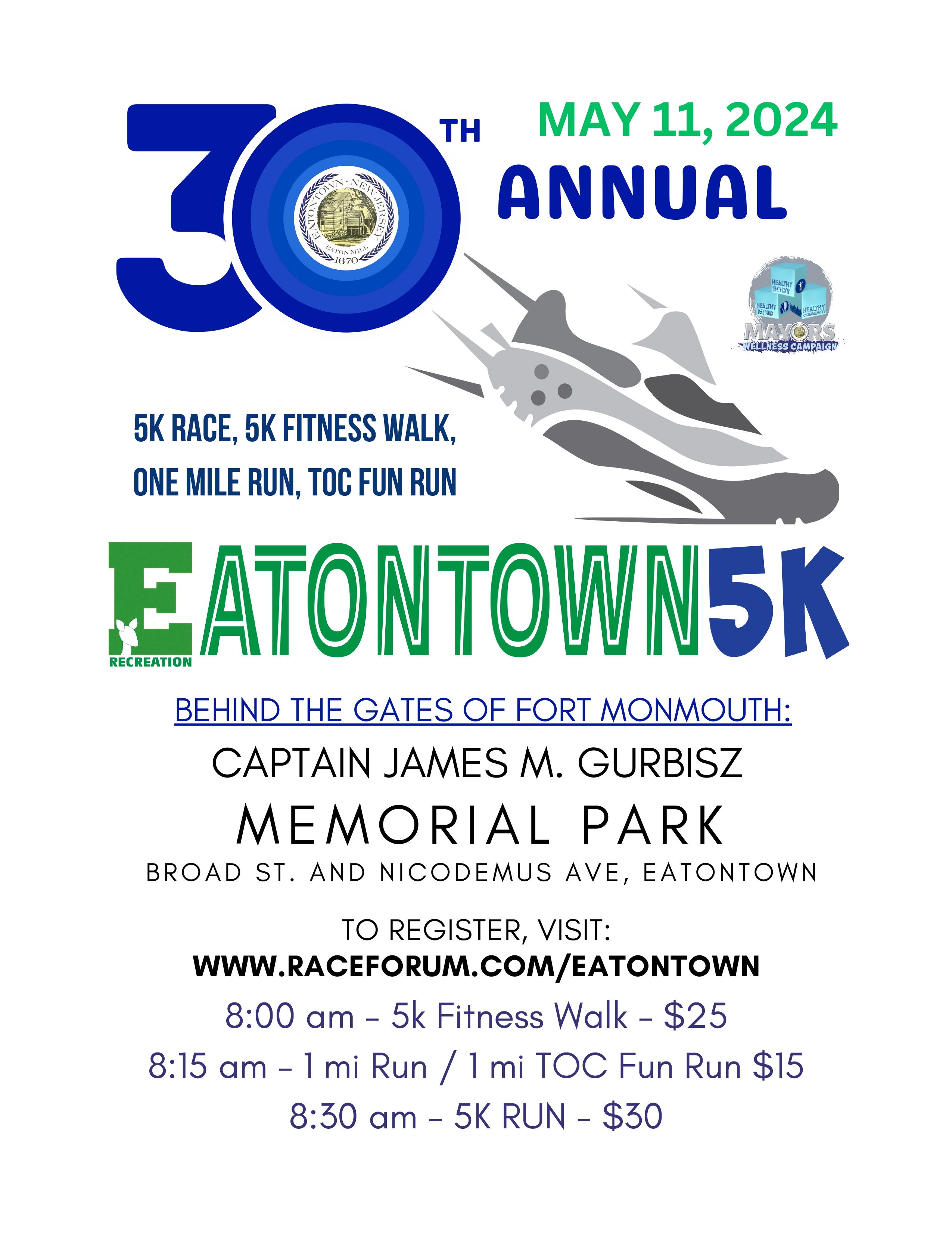 30th Annual - Eatontown Recreation 5K Run