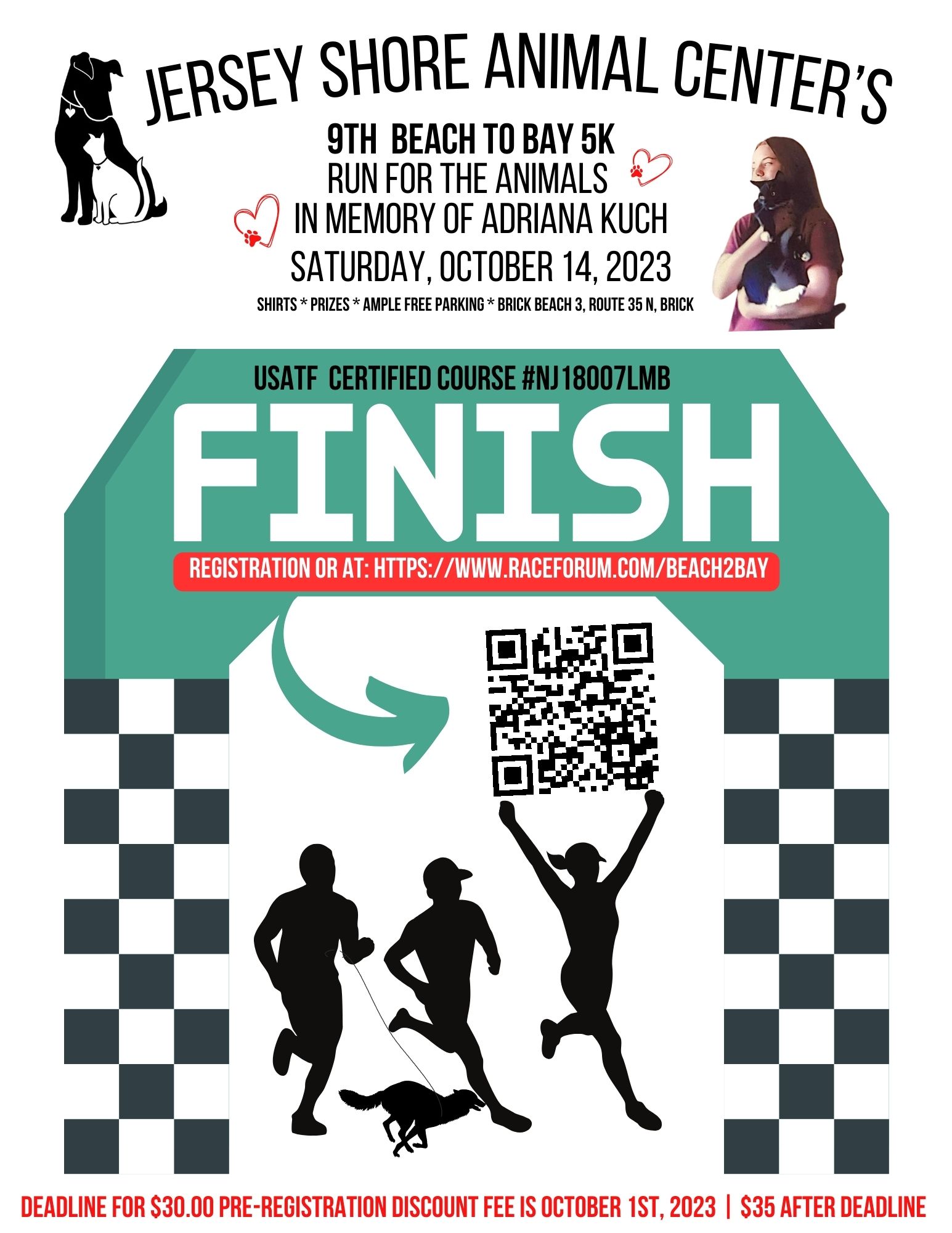 JSAC 9th Beach to Bay 5K Run for the Animals-In Memory of Adriana Kuch