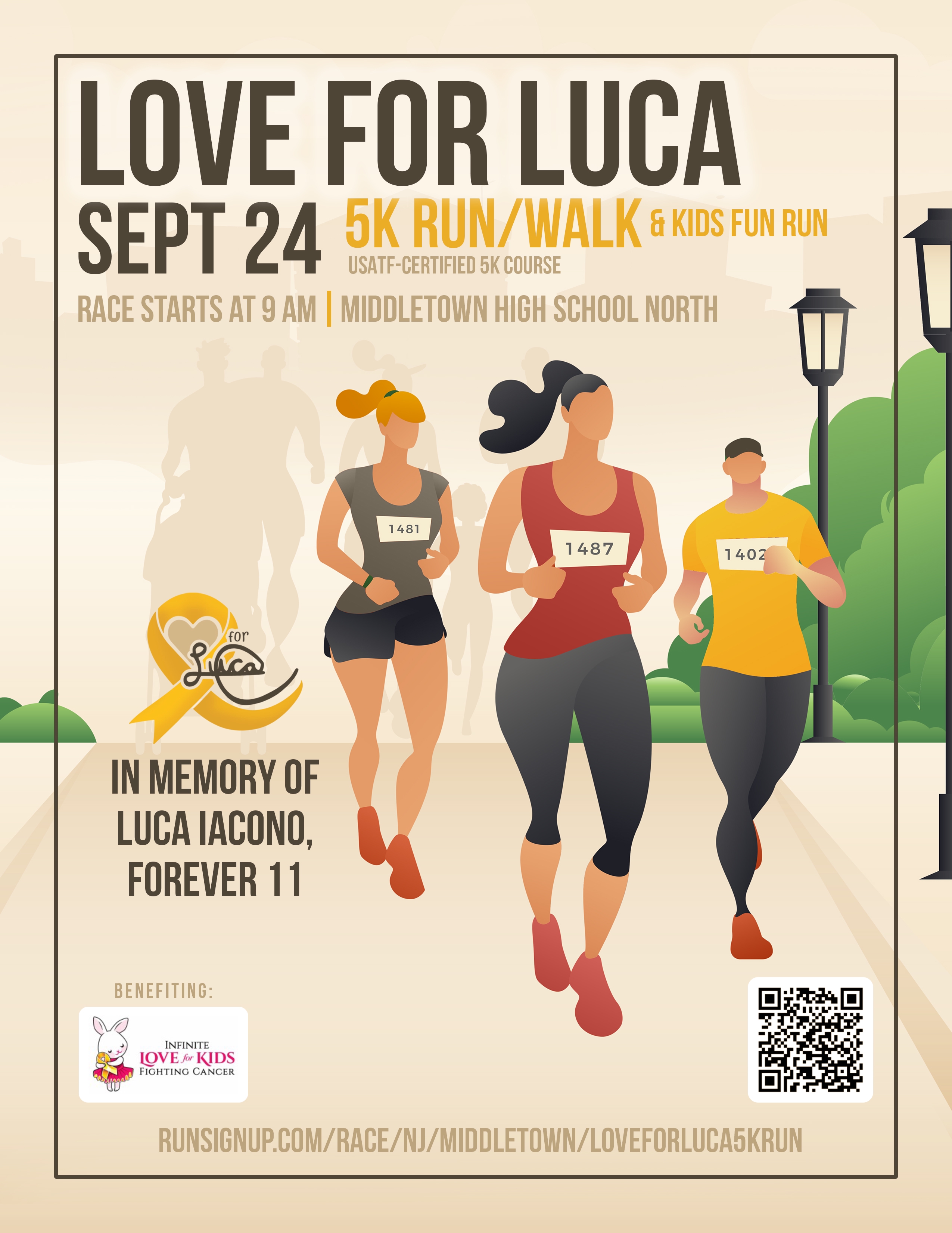 Love for Luca 5K Run/Walk and Kids Fun Run  September 24, 2023