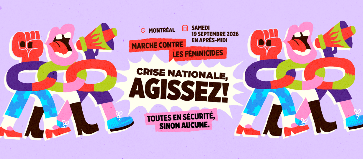 Image promo de la marche contre les féminicides du samedi 19 septembre en après-midi à Montréal