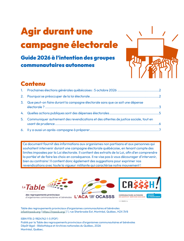 Page couverture du guide Agir durant une campagne électorale