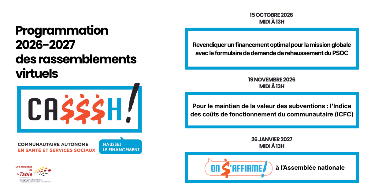Image de la programmation 26-27 des rassemblements virtuels de la campagne CASH