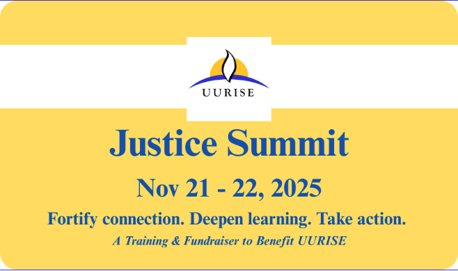 A yellow and white poster with UURISE at the top with their logo and in the middle in blue font, "Justice Summit Nov. 21-22, 2025."