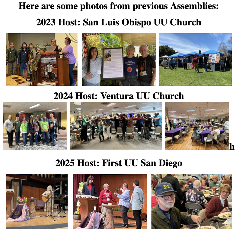 A collage of different photos from previous Pacific Southwest Assembly. 