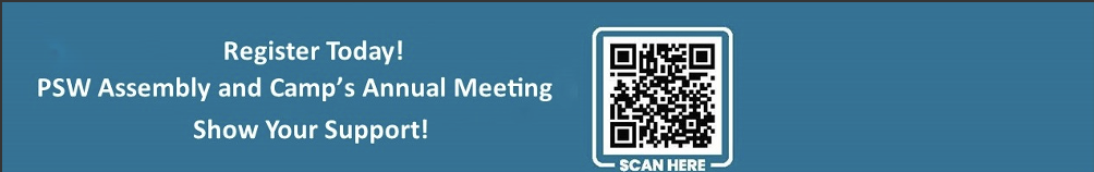 A blue/green poster with a QR code to access the event registration.