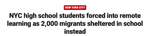 NYC high school students forced into remote learning as 2,000 migrants sheltered in school instead