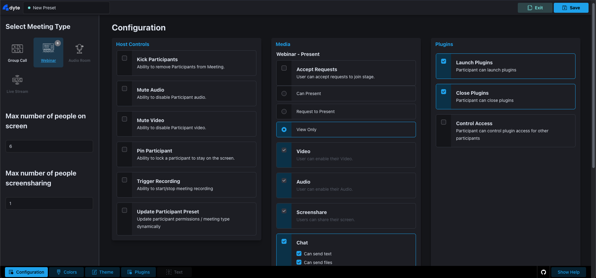 Dyte Webinar Customization Options