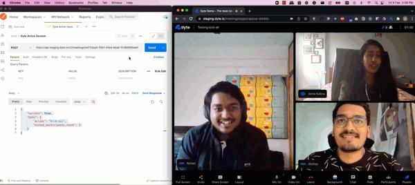Demo of Active Session APIs for mute all and kick all