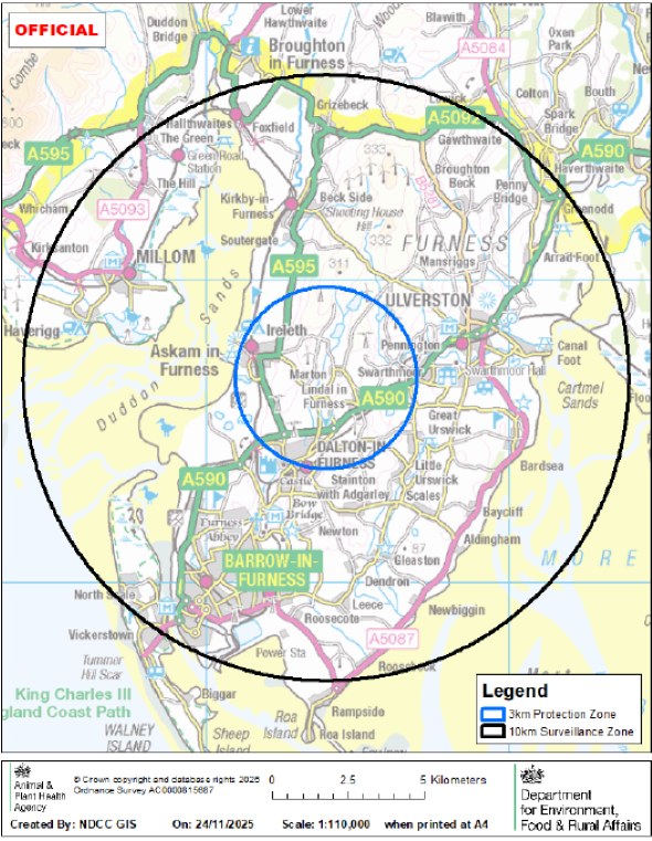 Bird Flu protection zone map