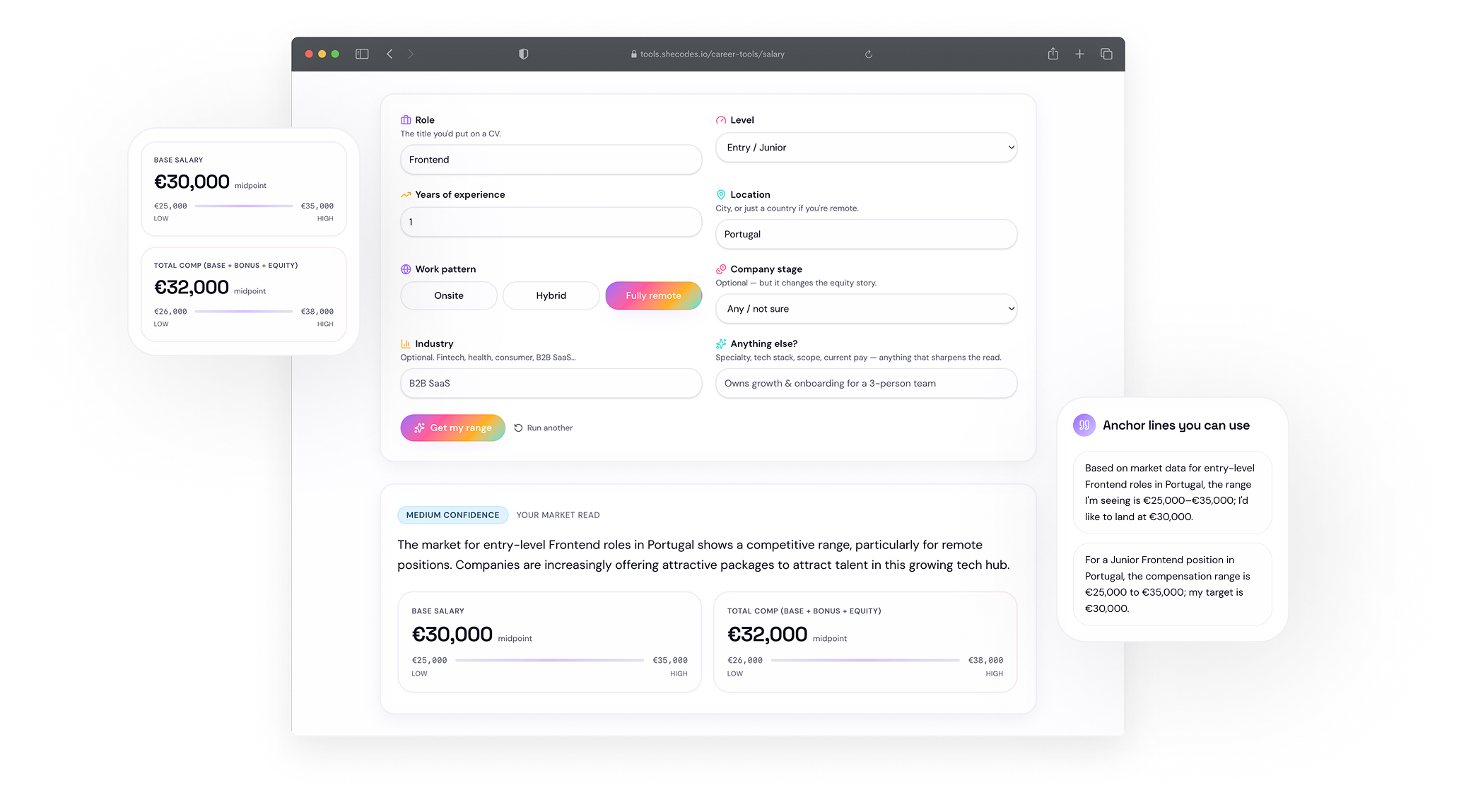 SheCodes Tools: Salary Estimator