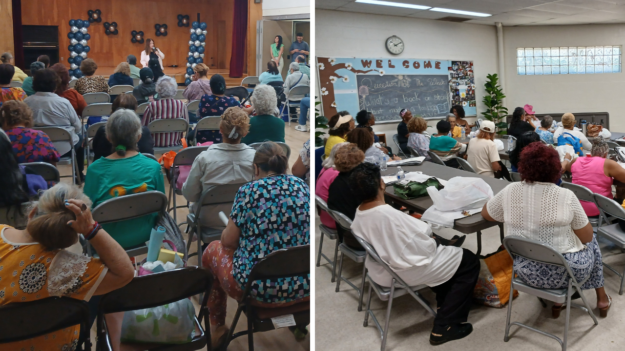 Two side by side photos from the of interns from the City Attorney's "Class of 2025." On the left, students are standing on the steps of the Mayor Tom Bradley Room. On the right, the students participate in a first day program.