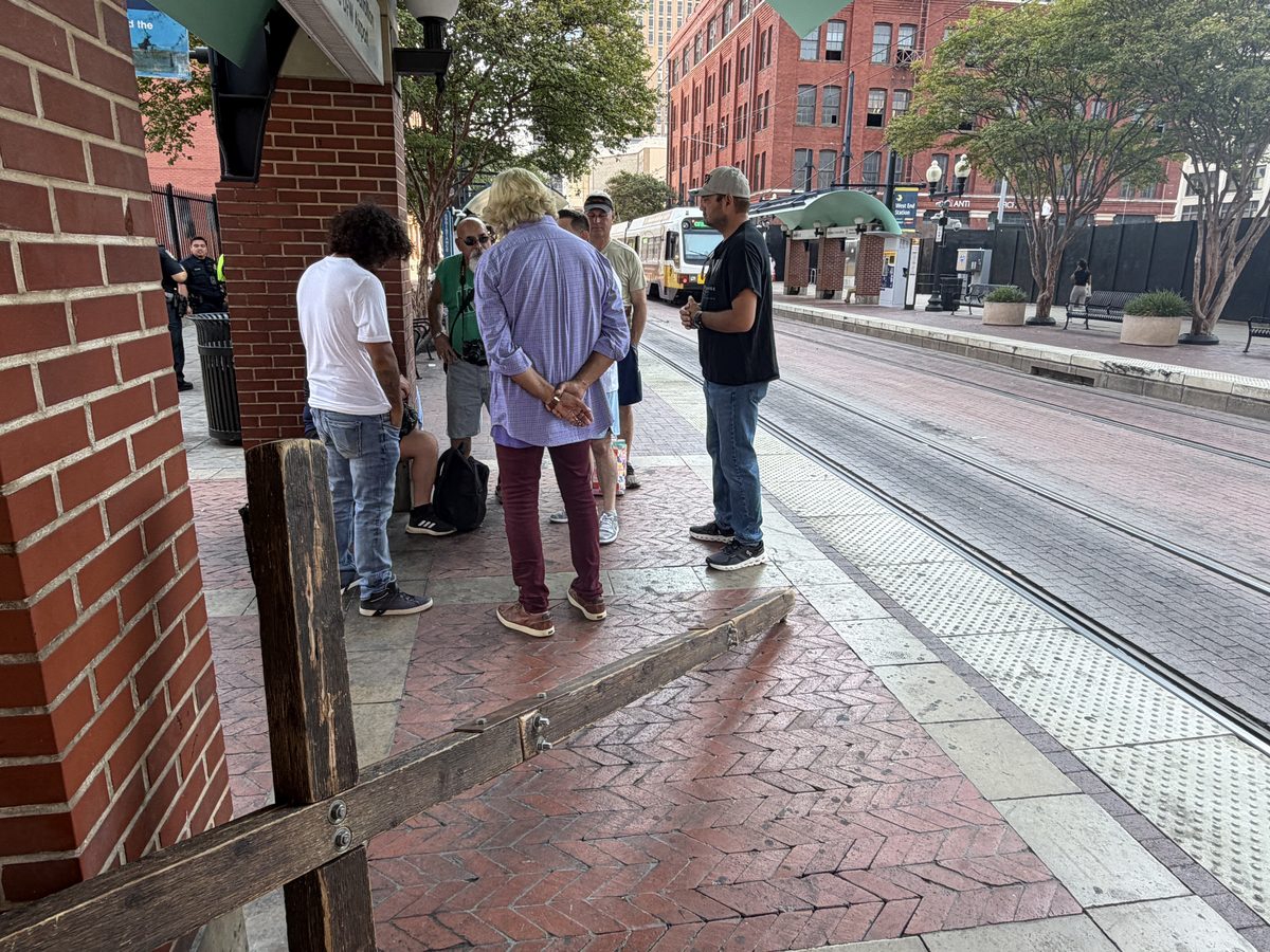 Standing together downtown