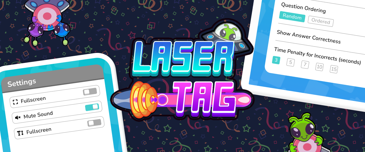 Laser Tag logo with game setting screens