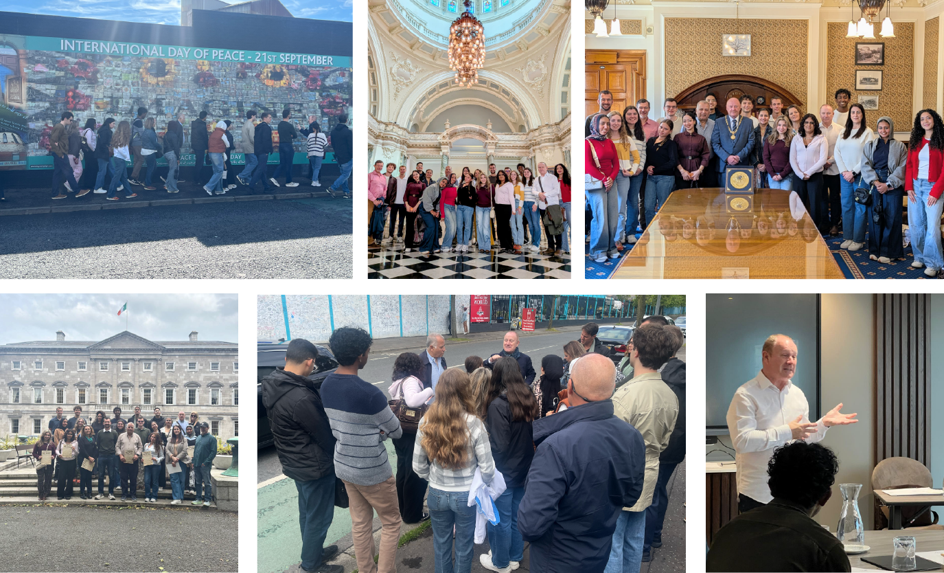 Collage of Bertie Ahern Mandell Speaker Series Visit