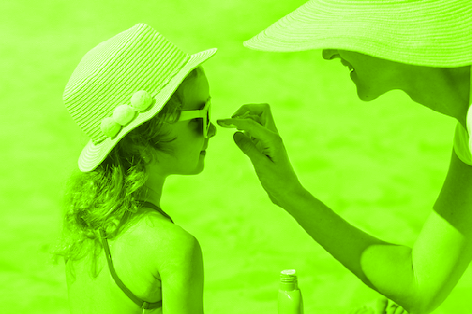 putting on sunscreen