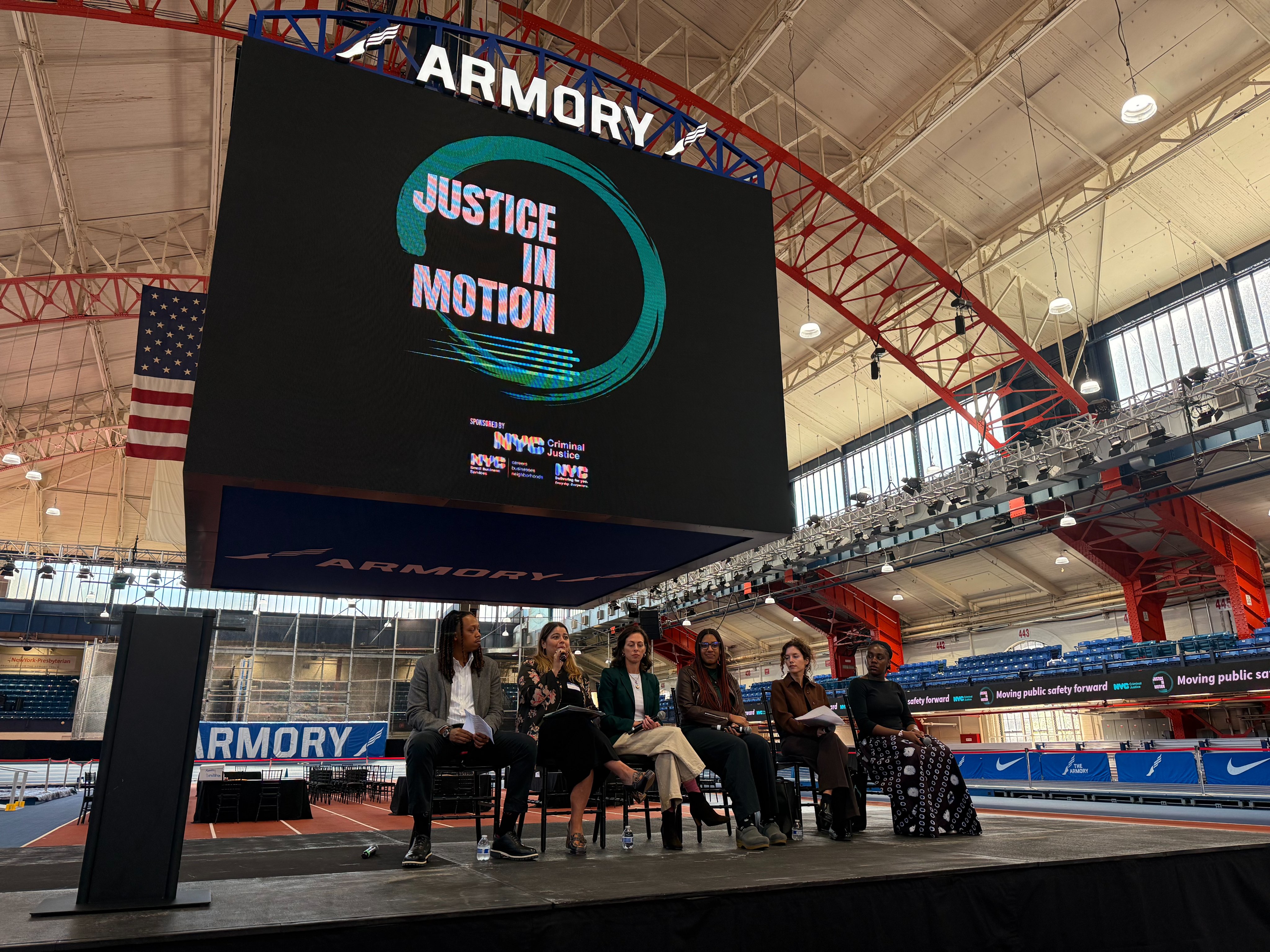 We joined the Mayor's Office of Criminal Justice for their Justice in Motion Symposium for a panel discussing the work of our Pathways to Public Safety Division.
