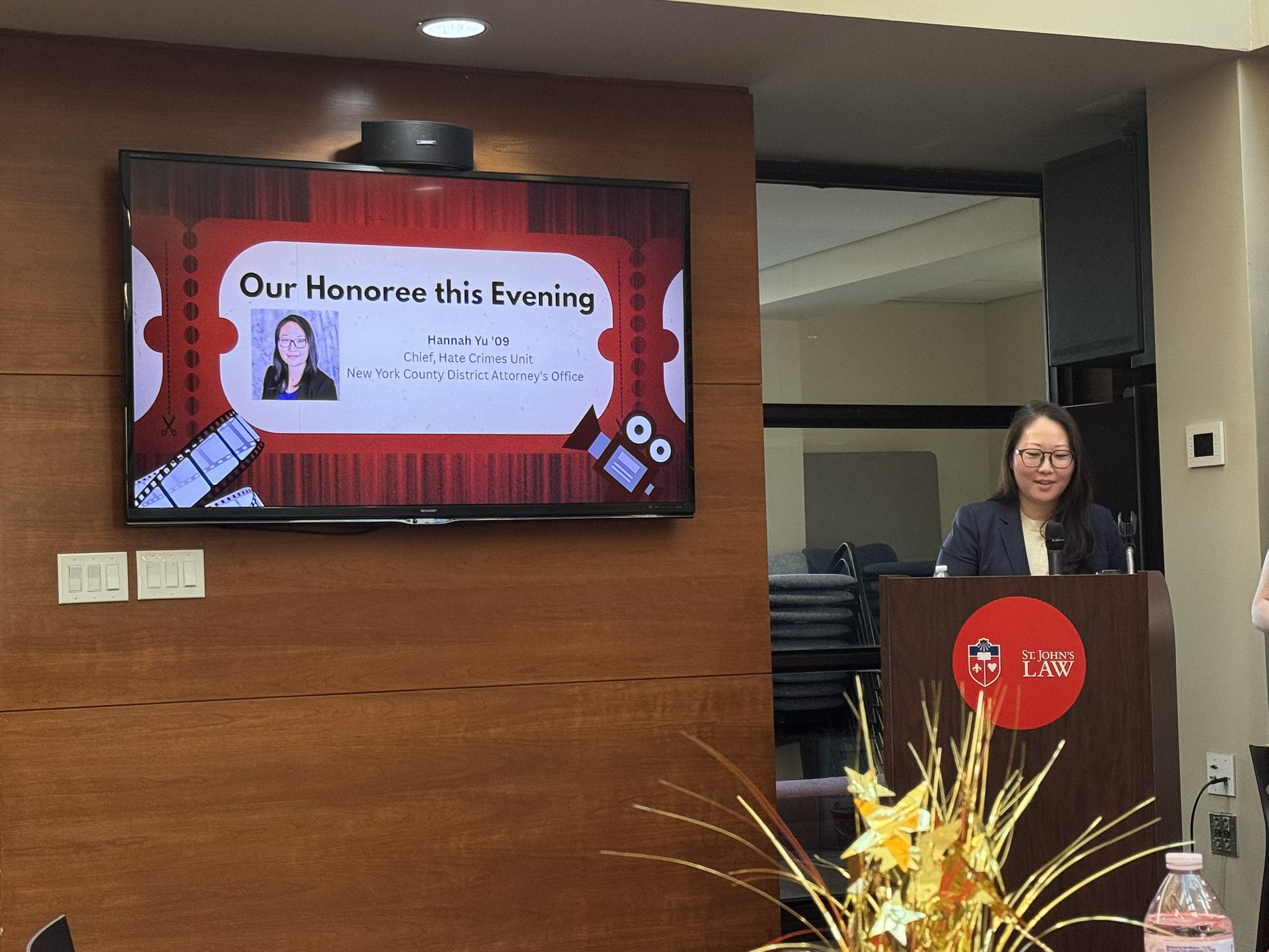 Hate Crimes Unit Chief Hannah Yu was honored at the annual Public Interest Law Students Association End-of-Year Celebration for her public service work and advocacy!