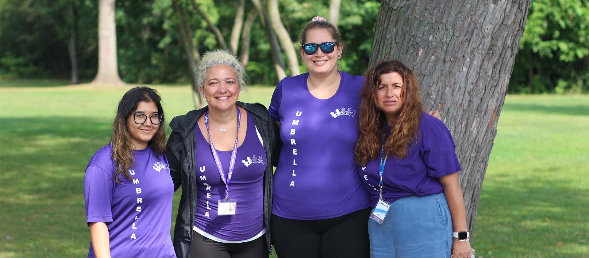 group of umbrella staff outside