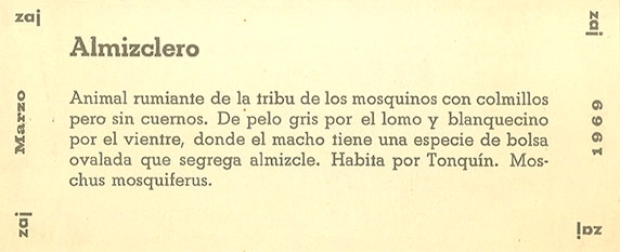 Almizclero, marzo de 1969