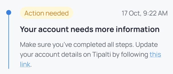 Account needs information