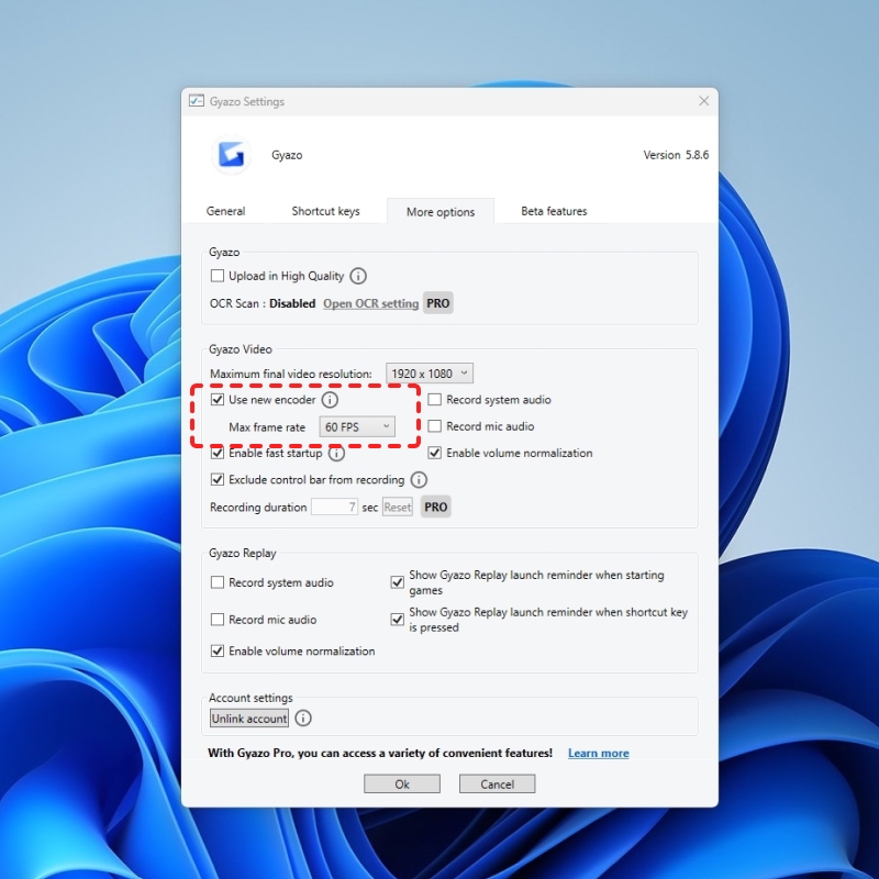 Windows settings screen