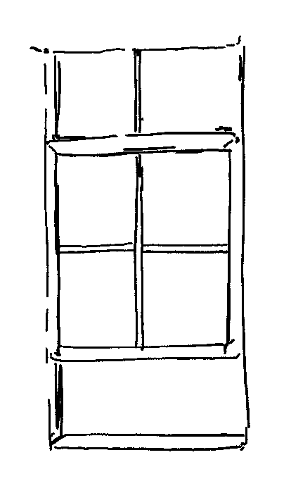 drawing of a giant walking through New York City