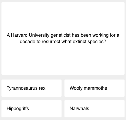 First question of the science quiz