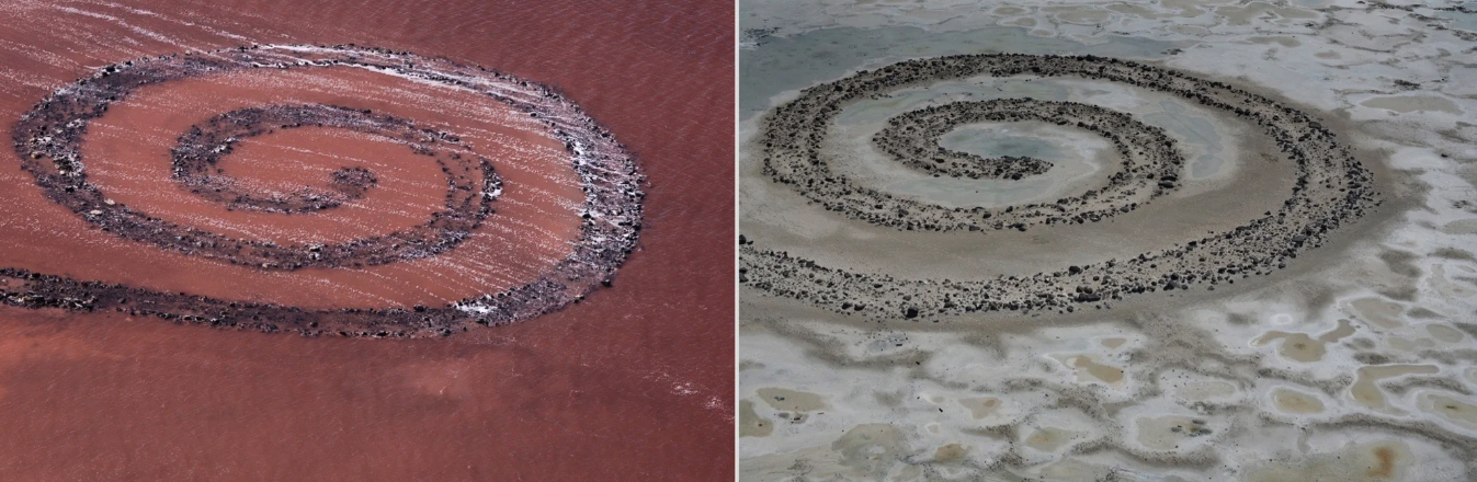 Side-by-side images of Great Salt Lake.