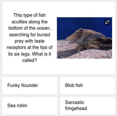 this week's science quiz, first question