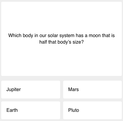 this week's science quiz, first question