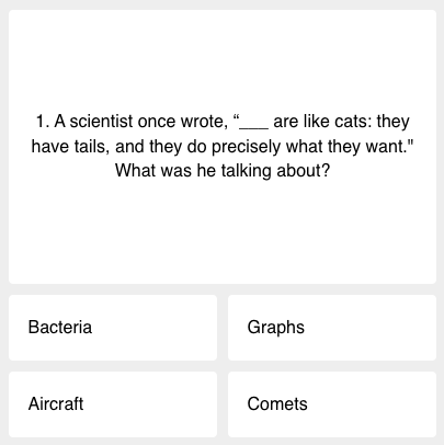 Science quiz question