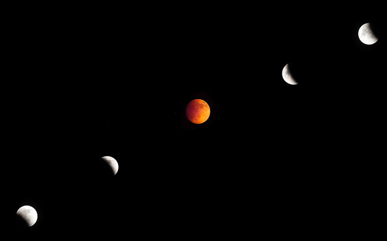 Time lapse of super flower blood moon eclipse