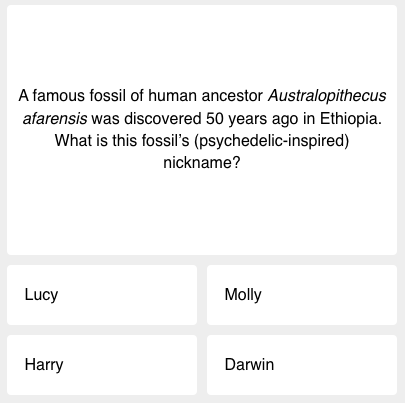 this week's science quiz, first question