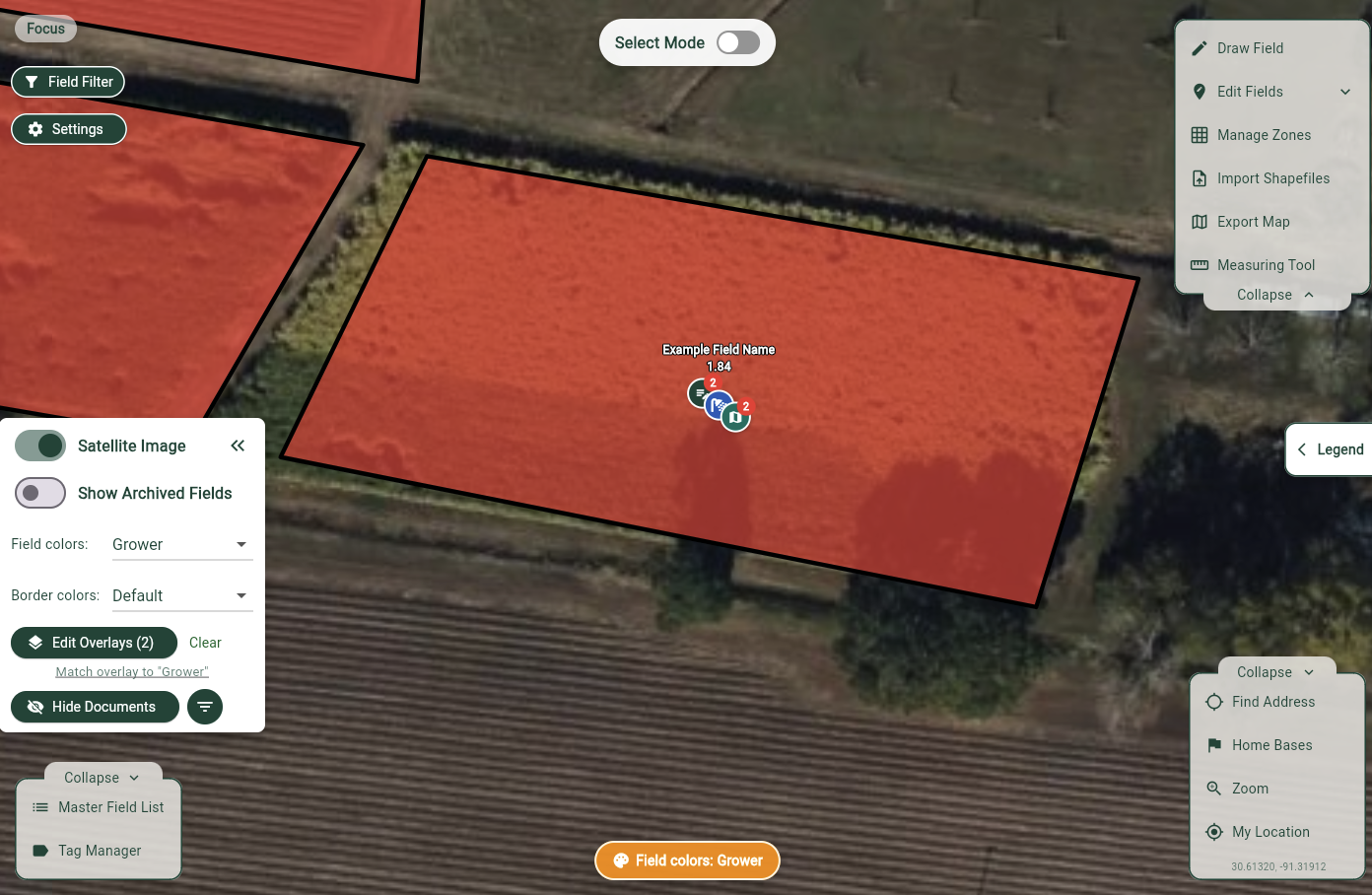 Document markers on map fields