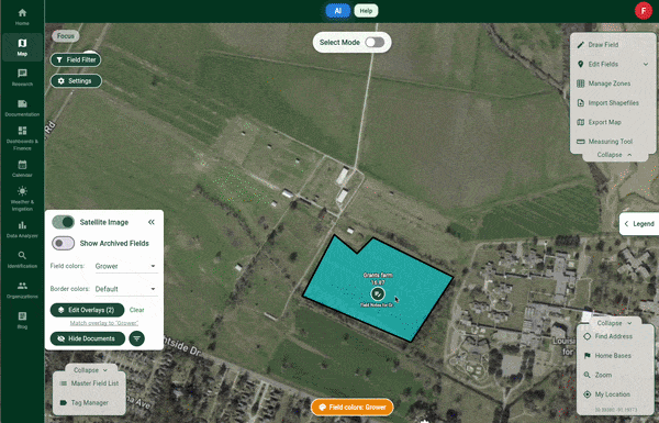 Get directions to a field