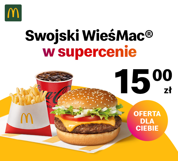 Oferta: WieśMac®, małe frytki i&nbsp;mały napój za&nbsp;15&nbsp;zł.
