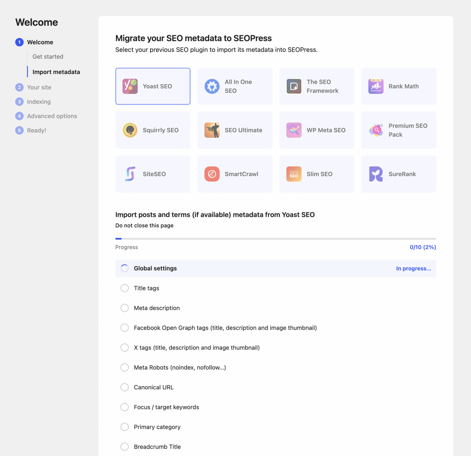 New wizard with enhanced migration tool – SEOPress 9.9