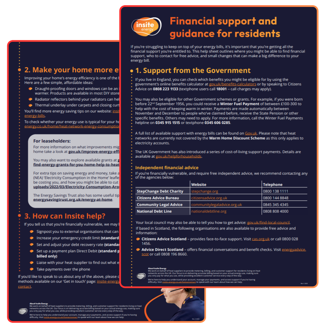 Financial support and guidance help sheet