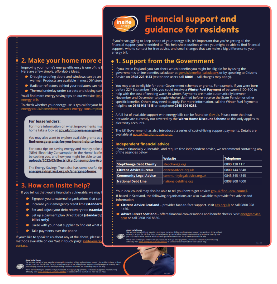 Financial support and guidance help sheet