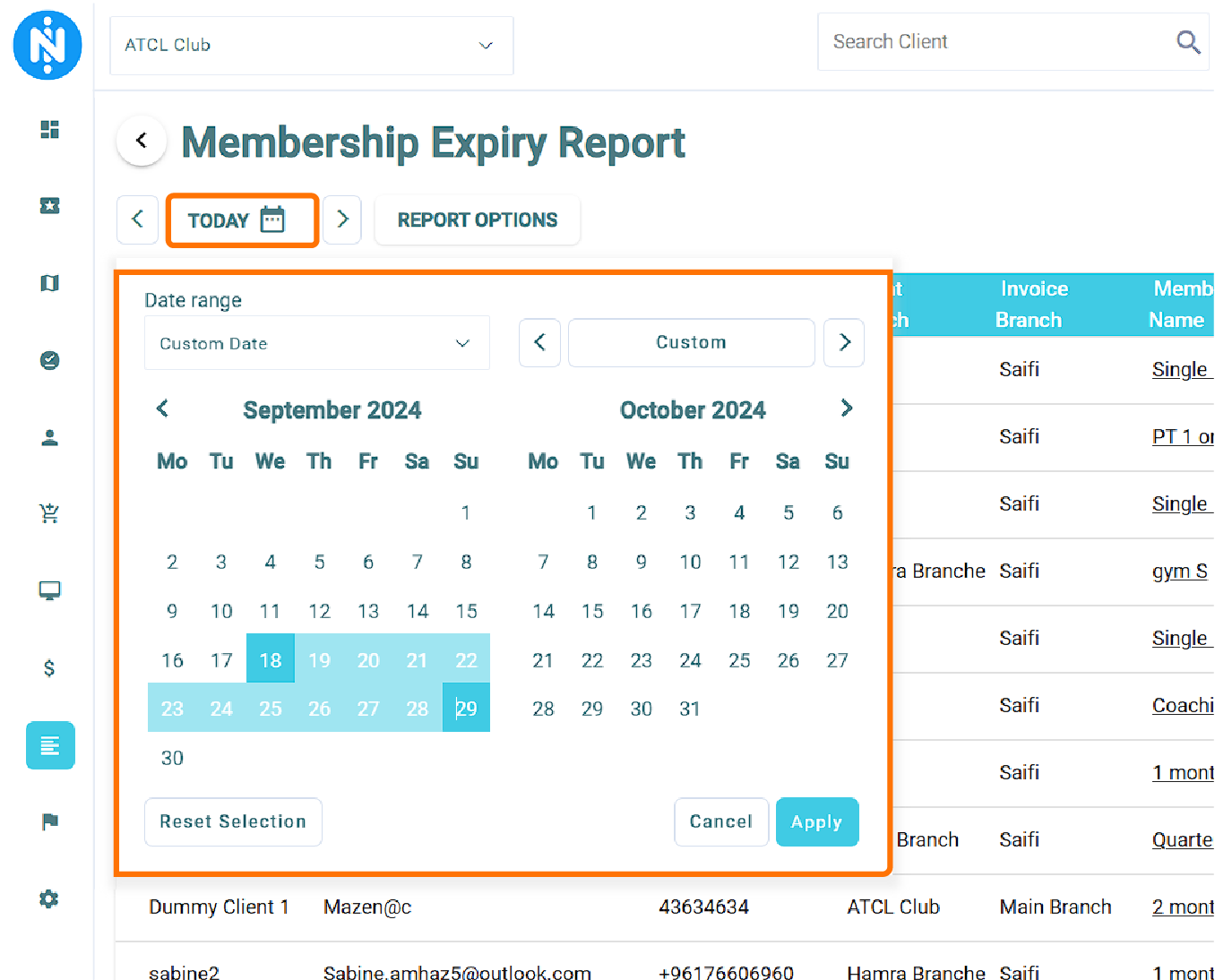 Date Selection Filter