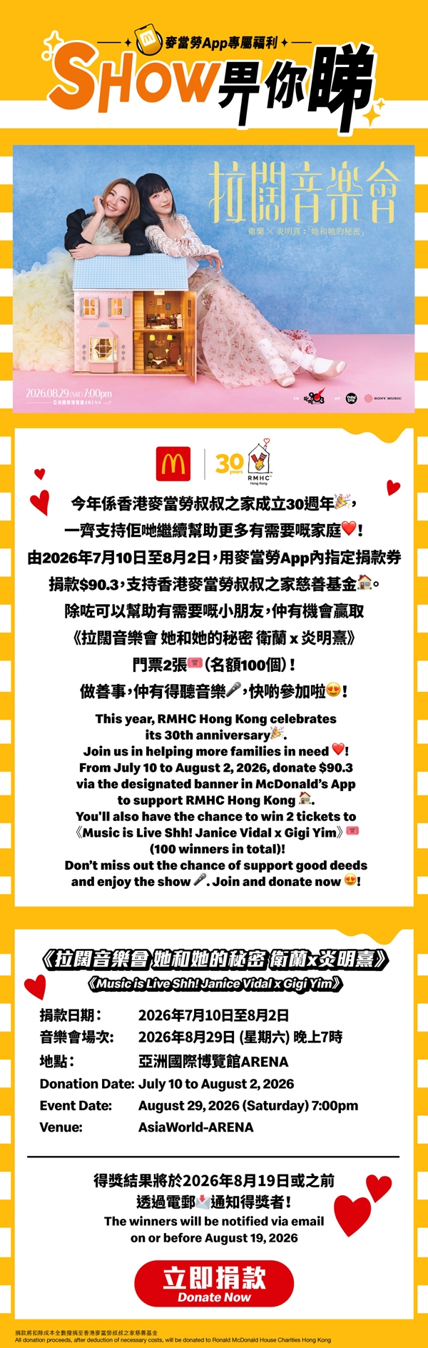 捐款$90.3予香港麥當勞叔叔之家慈善基金Show你嘅支持