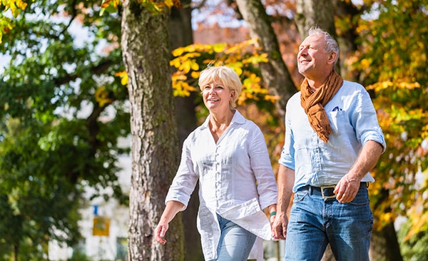 Older couple walking
